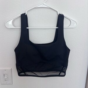 Lululemon Black Sports Bra with Wide Straps and Mesh Detail